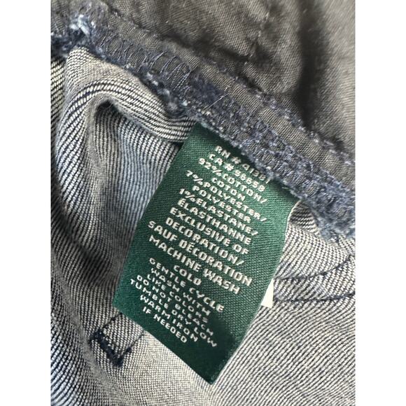 Lauren Ralph Lauren Skinny Crop Jeans 10P Womens Blue Embroidered Denim Floral - Picture 9 of 10